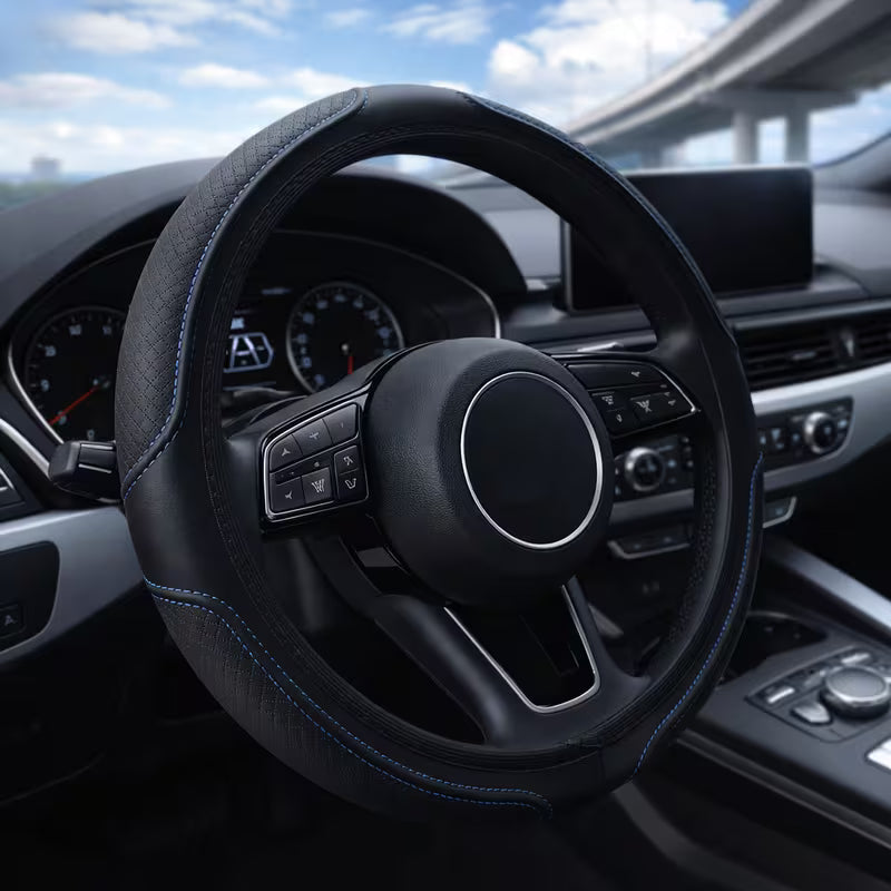 15-Inch Faux Leather Steering Wheel Cover