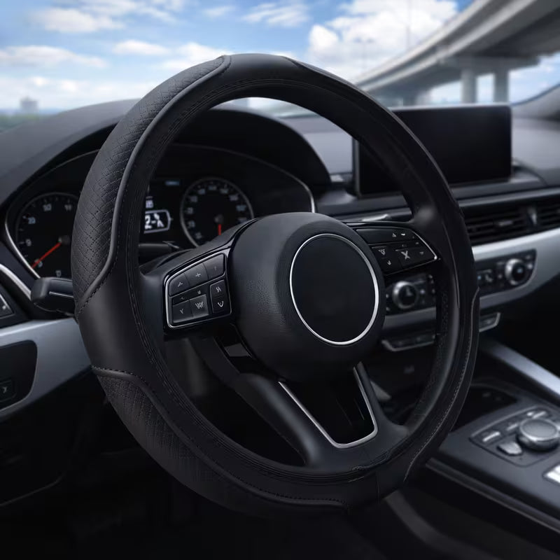15-Inch Faux Leather Steering Wheel Cover