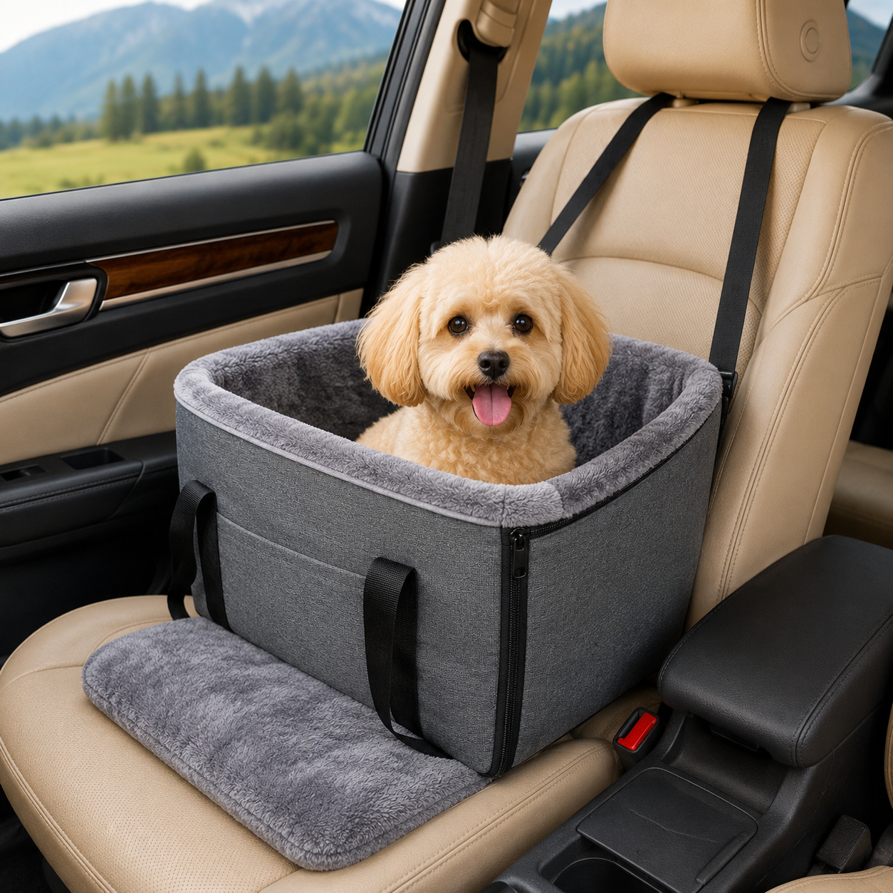 Dog Car Seat Booster Bed with Car Mat