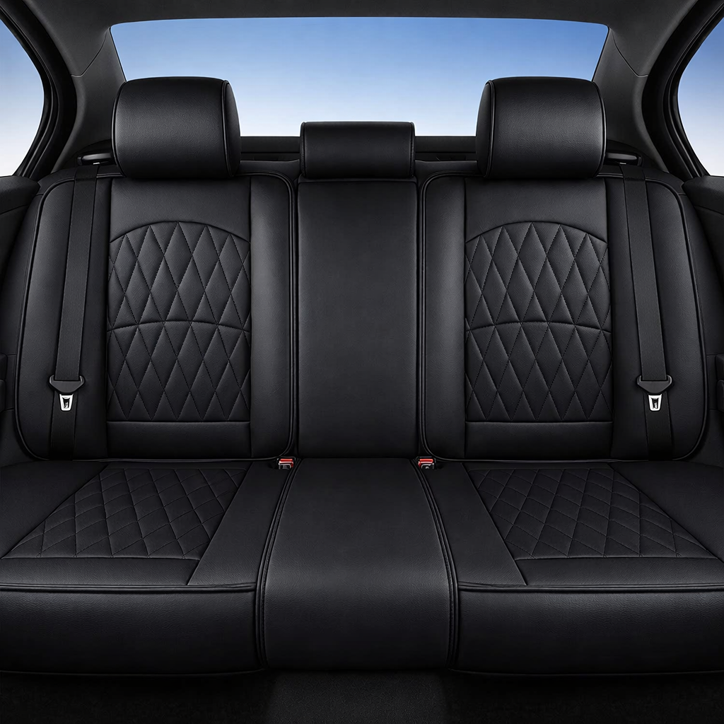 Black Quilted Leather Seat Covers for Toyota RAV4 | Vegan Leather