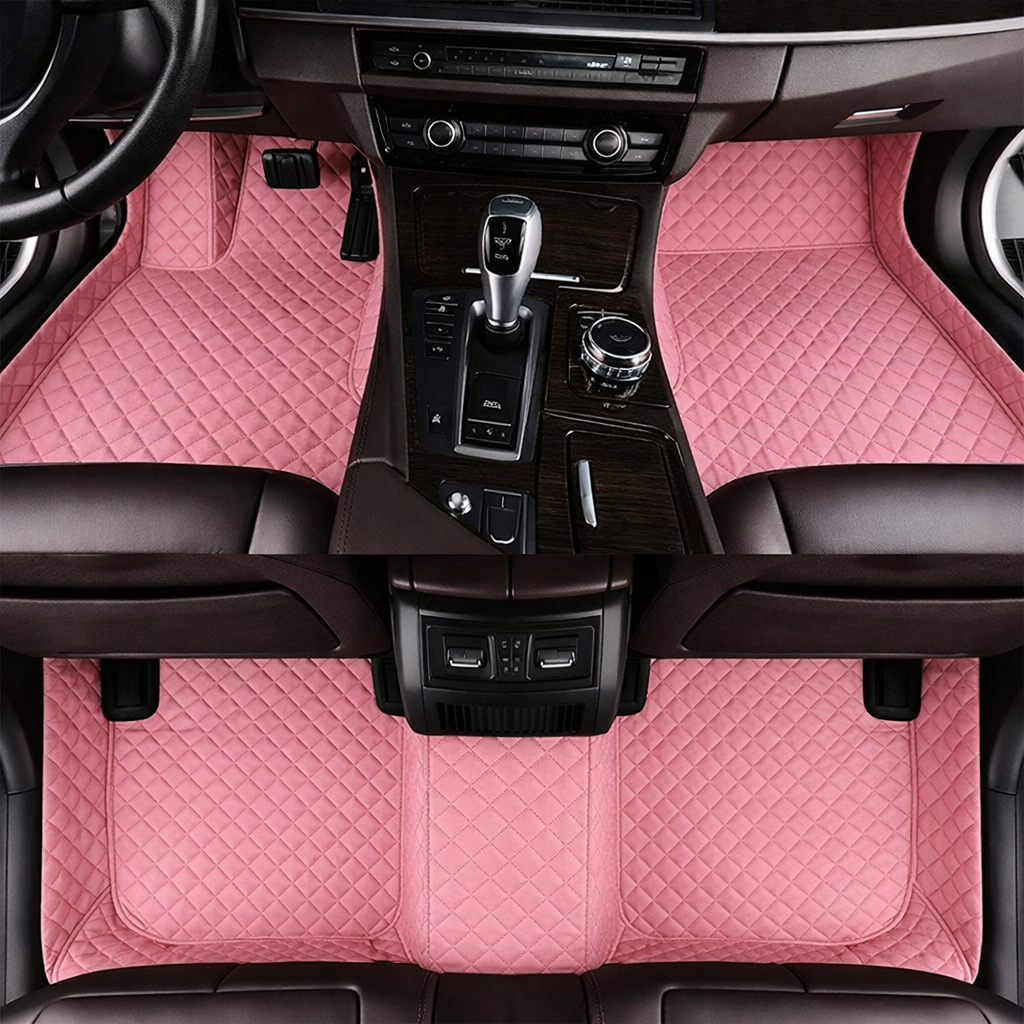 Diamond-Quilted Leather Floor Mats – Custom-Fit Luxury Set