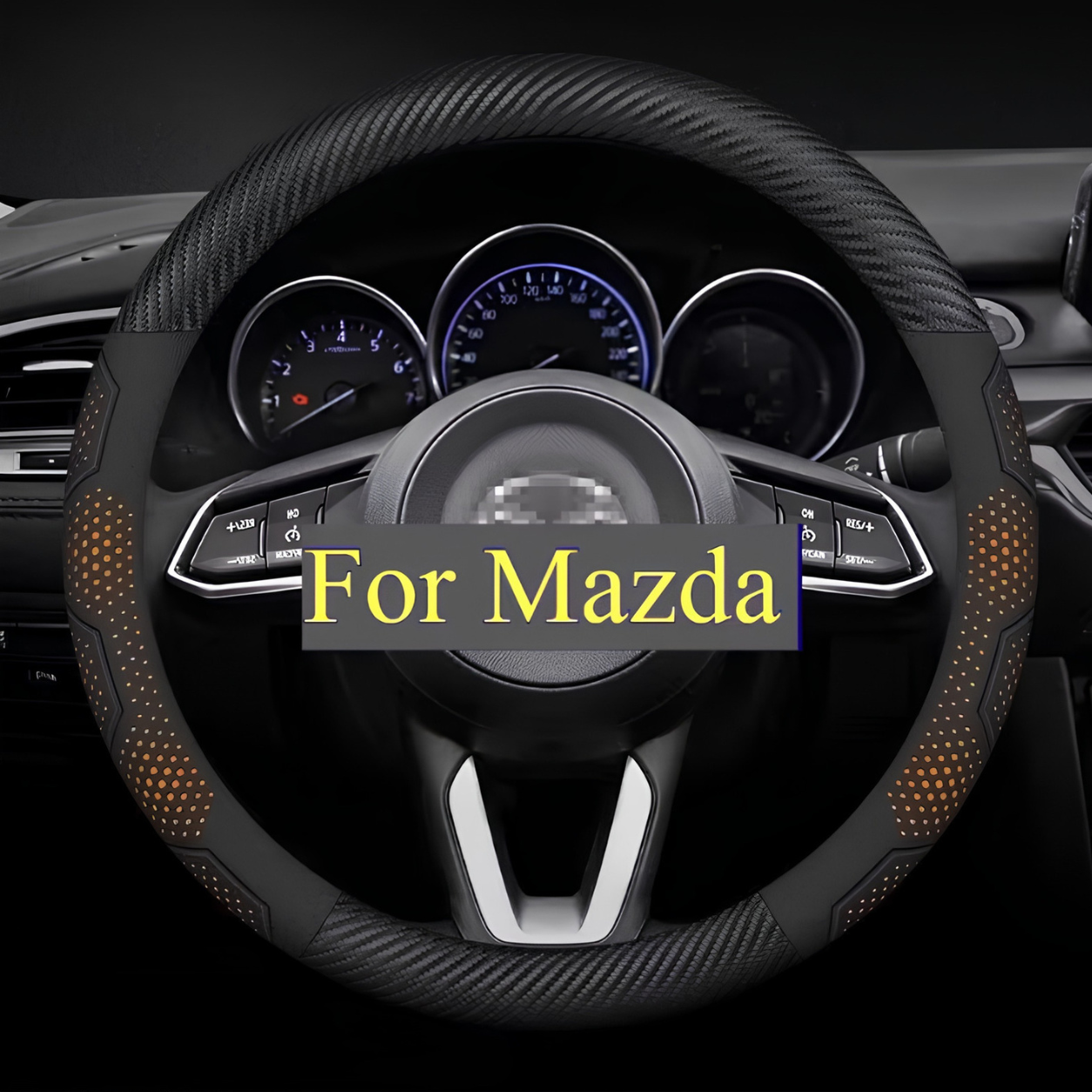 Mazda Carbon Fiber PU Leather Steering Wheel Cover