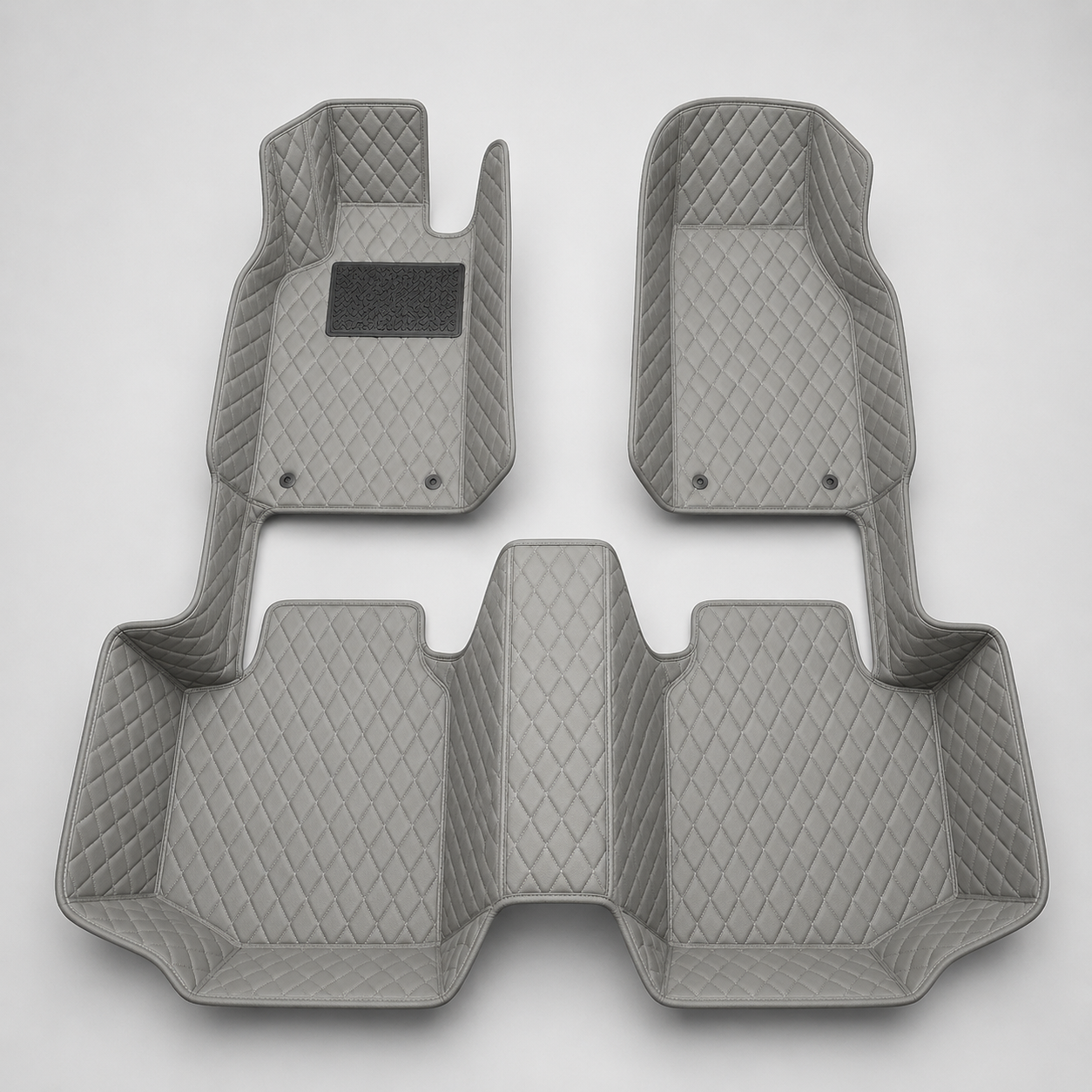 Graphite Grey Diamond-Quilted Leather Floor Mats – Custom-Fit