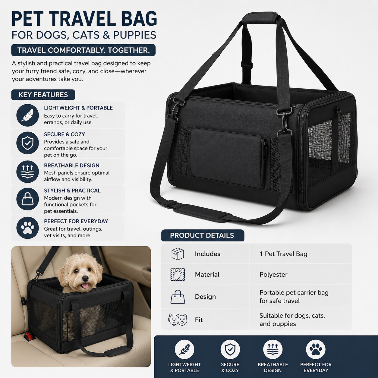 Dog Car Seat & Pet Travel Bag