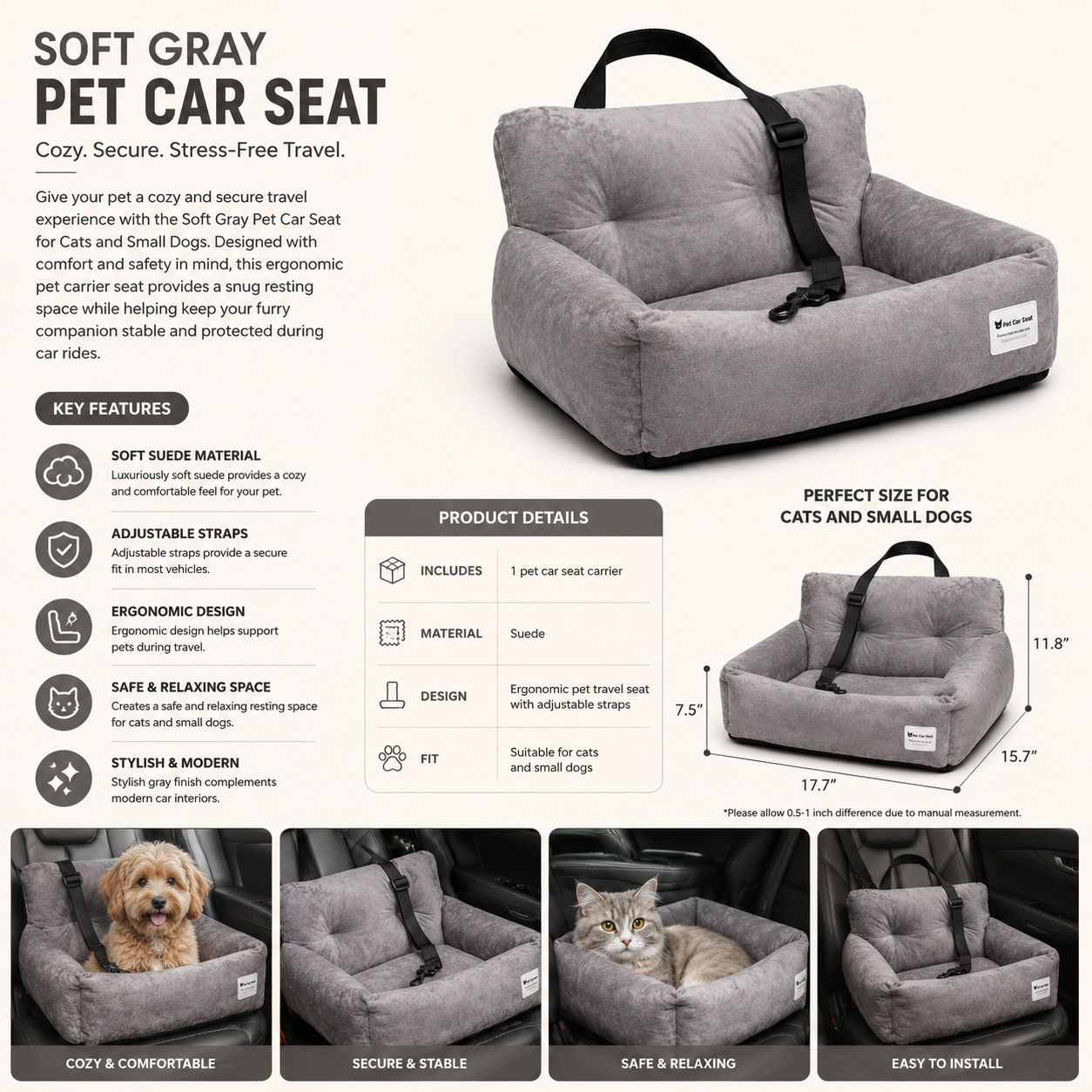 Soft Pet Carrier with Adjustable Straps