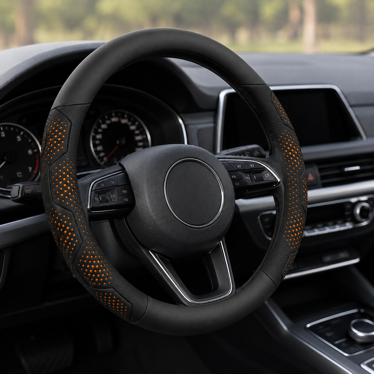 Mazda Carbon Fiber PU Leather Steering Wheel Cover