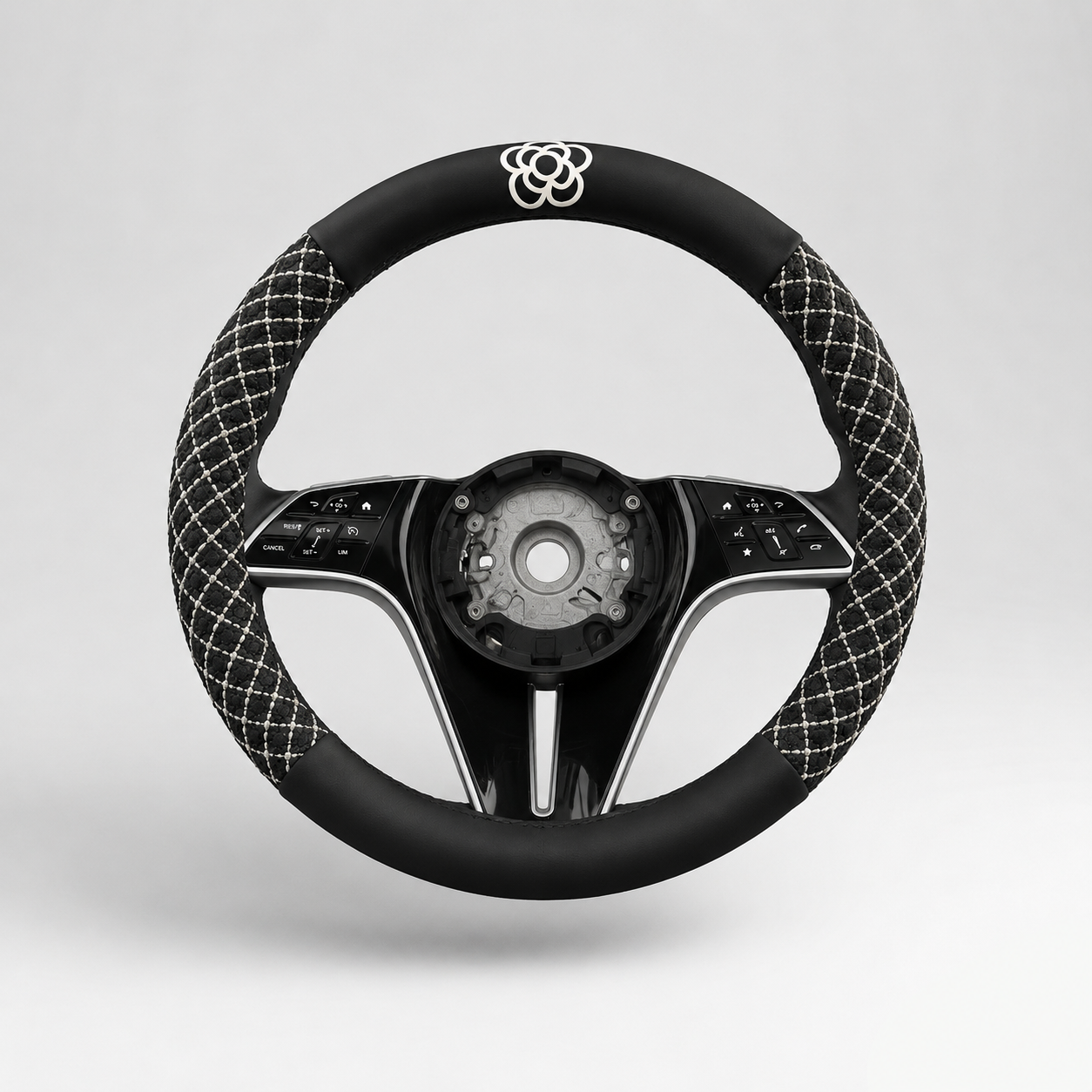 Linen Steering Wheel Cover with Inner Circle
