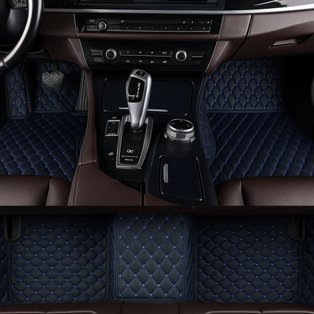 Diamond-Quilted Leather Floor Mats – Custom-Fit Luxury Set