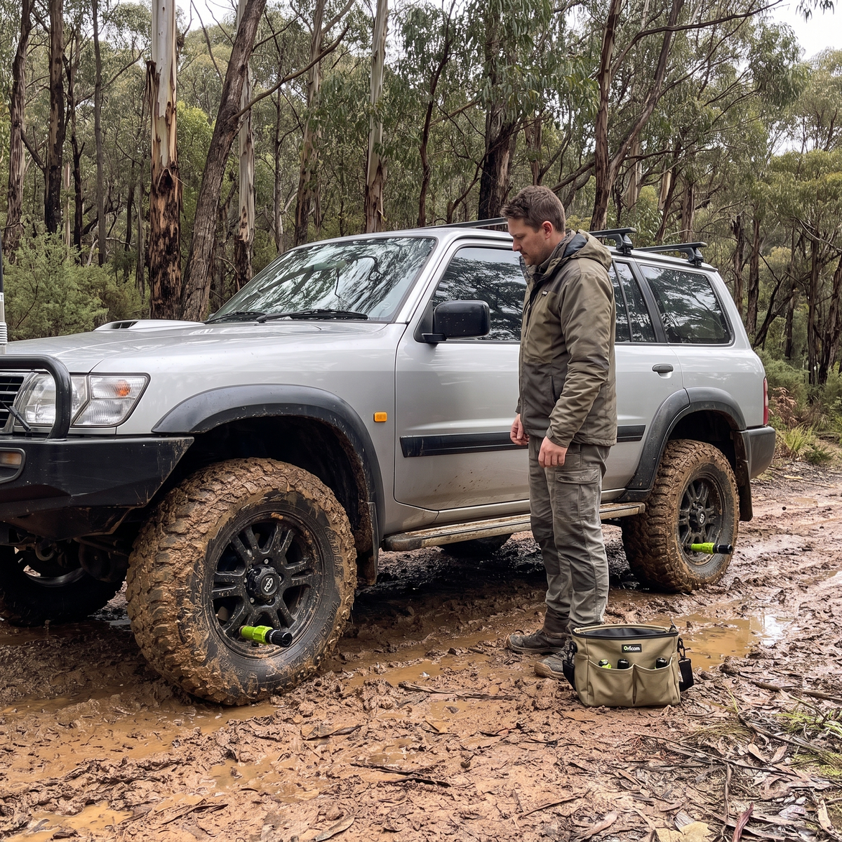 Automatic Tyre Deflator Set – fitted to all four wheels