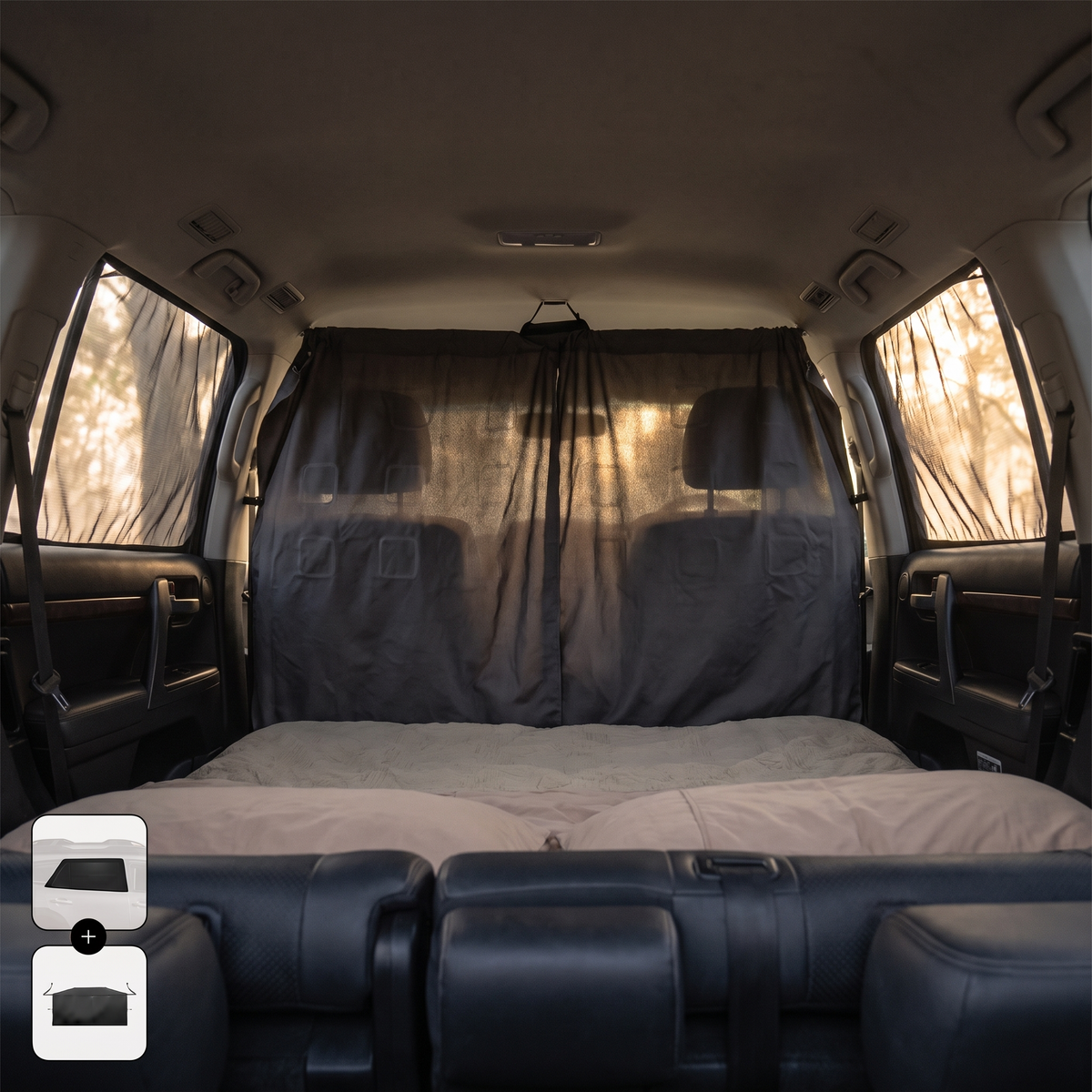 Car Camping Privacy Kit – view from inside the car