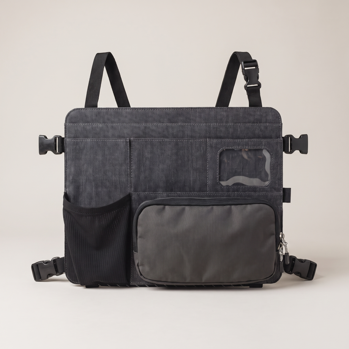 Car Seatback Organiser with Removable Pouch – studio front view
