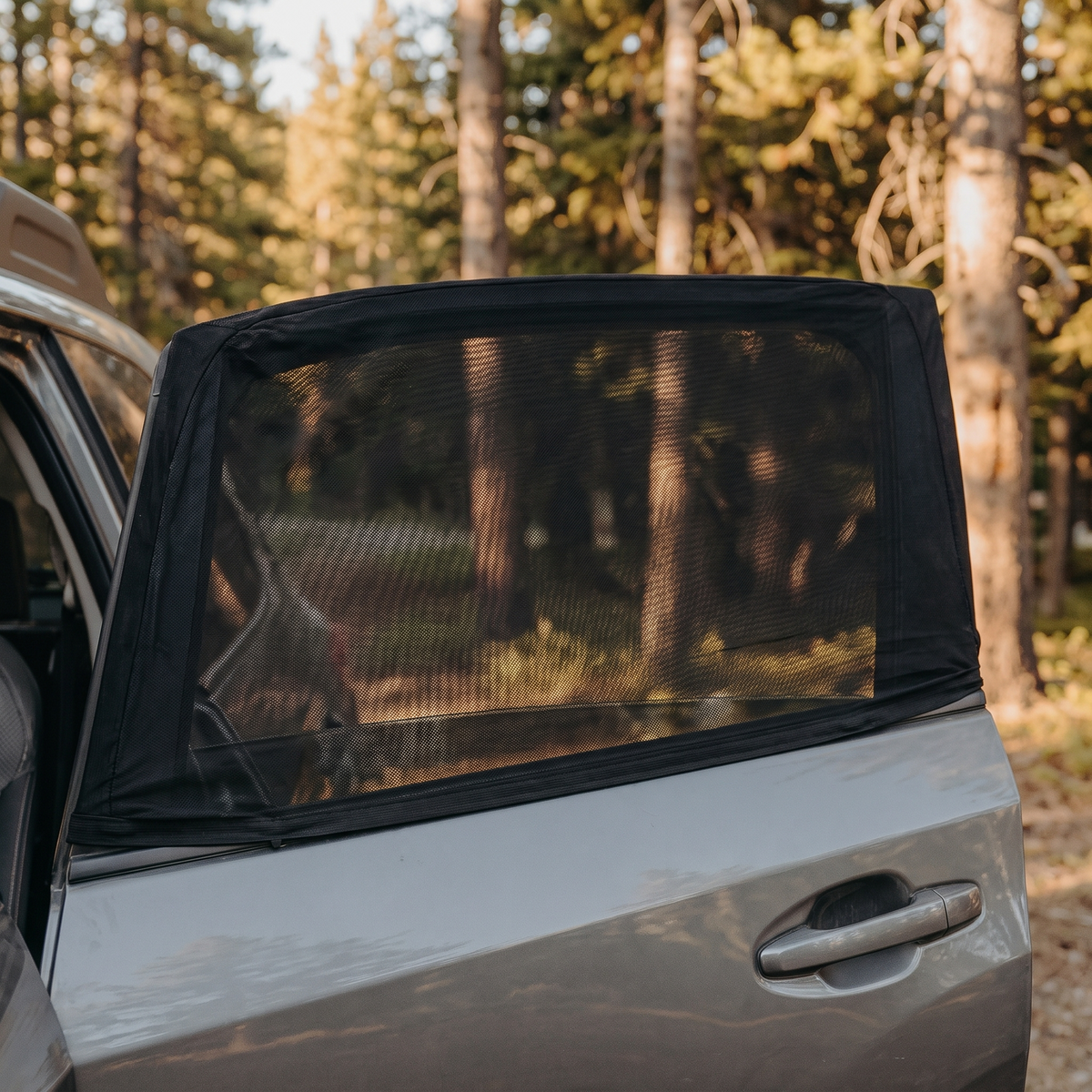 Car Window Mesh Screens – fitted on rear door, exterior view