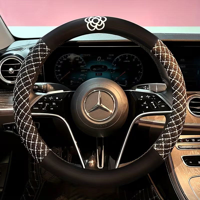 Linen Steering Wheel Cover with Inner Circle