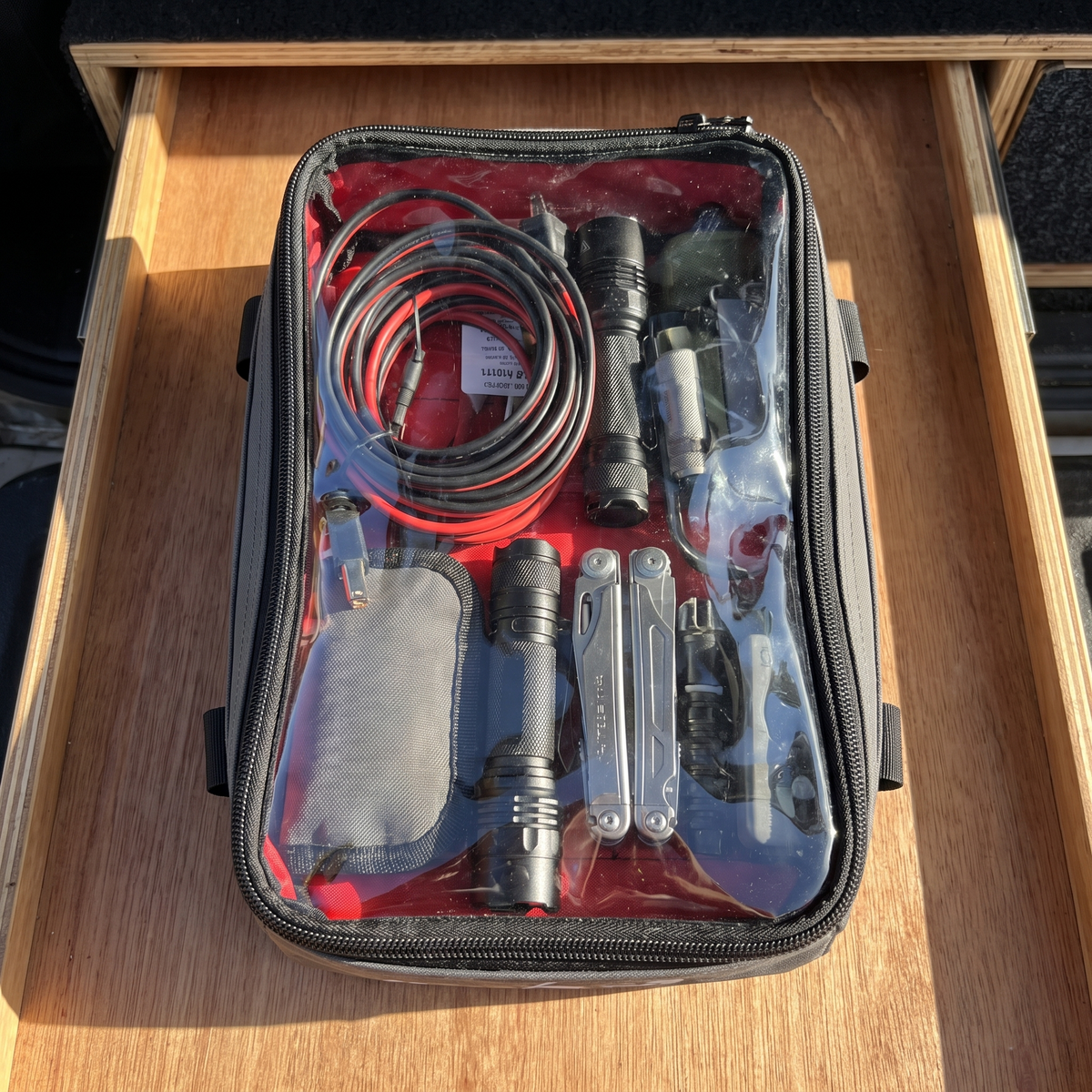 Heavy-Duty Canvas Storage Bag with Clear Lid – clear lid showing packed contents