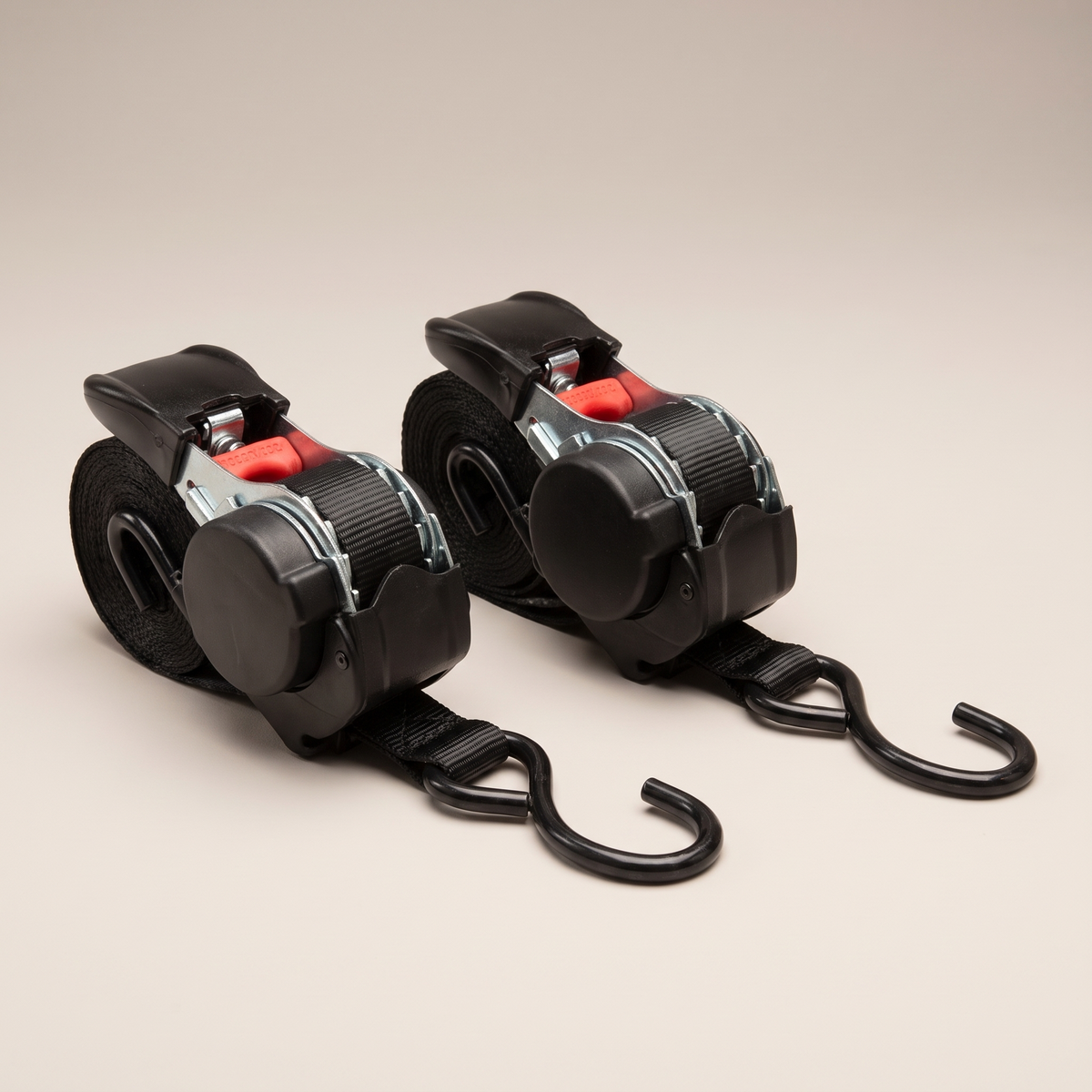 Retractable Ratchet Tie-Down Straps – studio three-quarter view