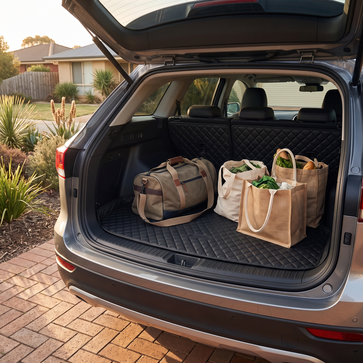 Black boot mat in an SUV boot