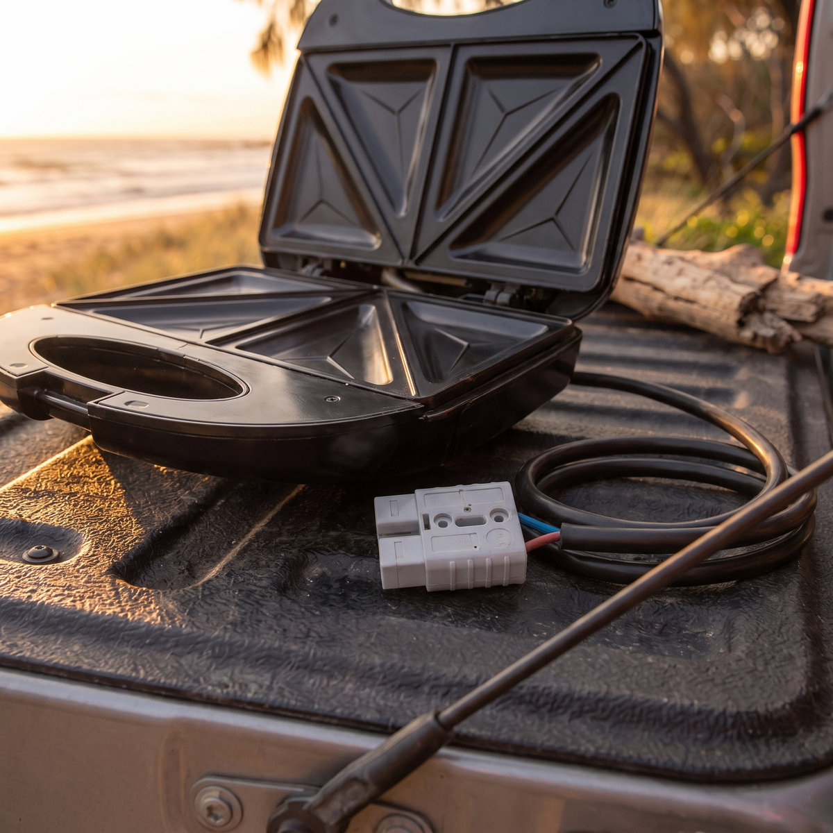 12V Toastie Sandwich Maker with Anderson Plug – Anderson plug and cable close-up