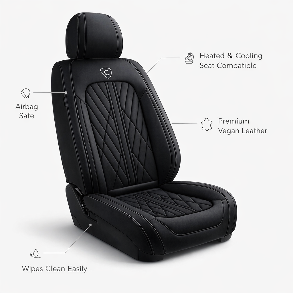 Black & Gray Seat Covers for Toyota RAV4 | Vegan Leather