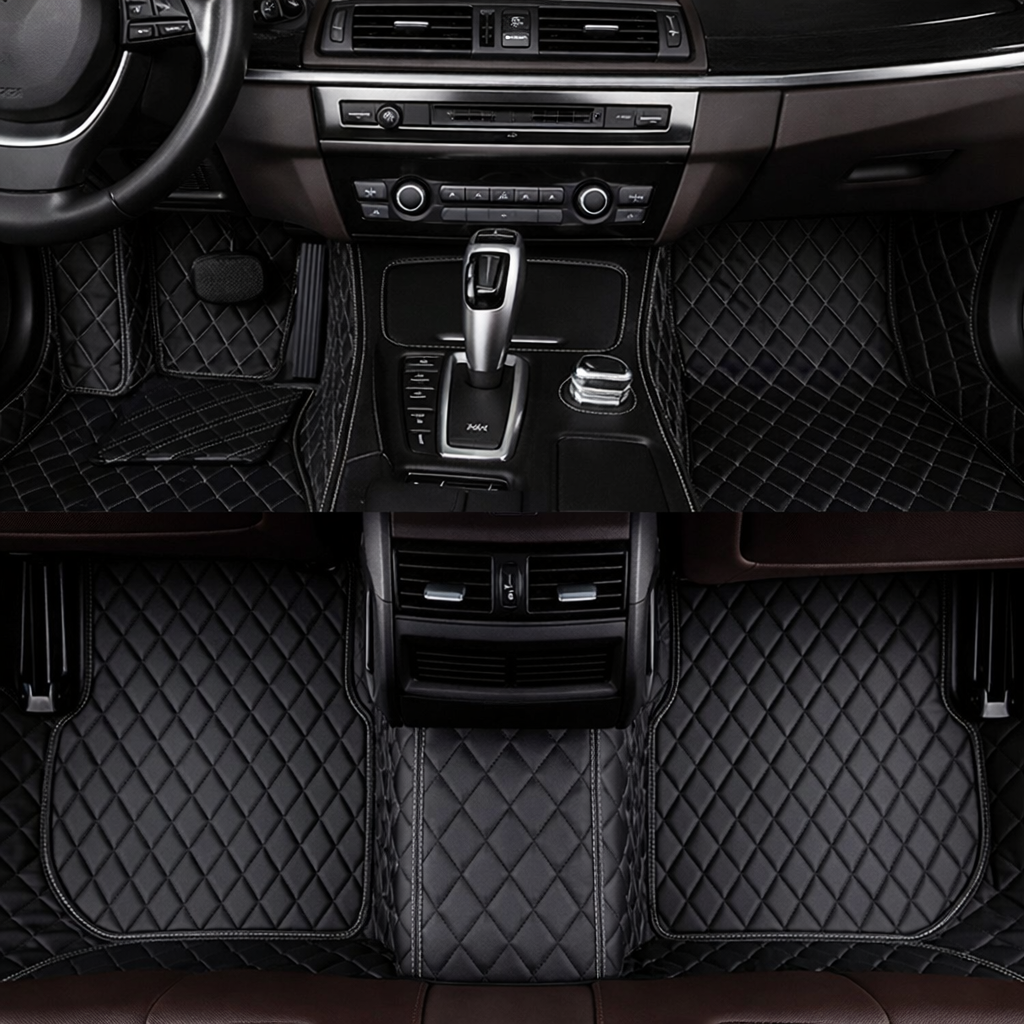 Diamond-Quilted Leather Floor Mats – Custom-Fit Luxury Set