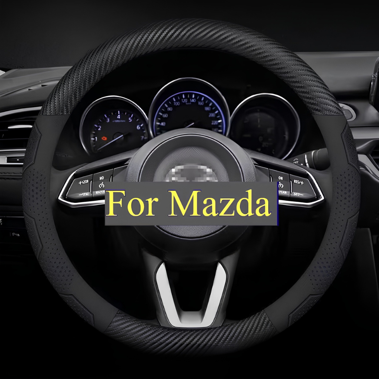 Mazda Carbon Fiber PU Leather Steering Wheel Cover