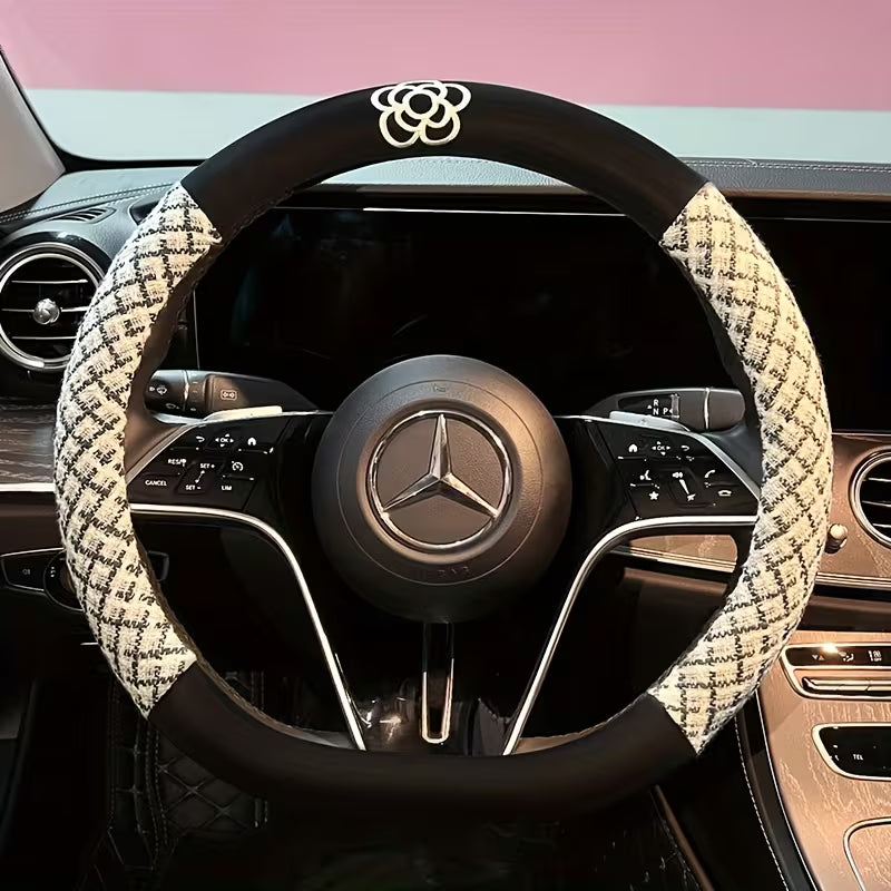 Linen Steering Wheel Cover with Inner Circle