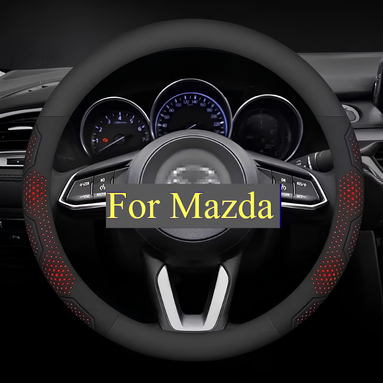 Mazda Carbon Fiber PU Leather Steering Wheel Cover