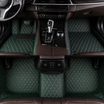 Black & Green Stitched Diamond-Quilted Leather Floor Mats – Custom-Fit