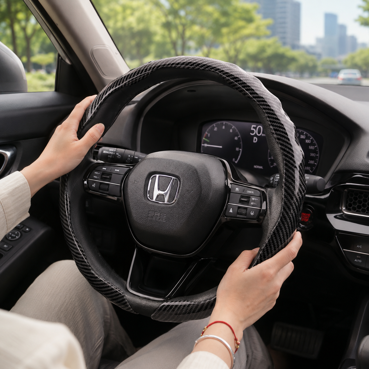 Honda Carbon Fiber Steering Wheel Cover