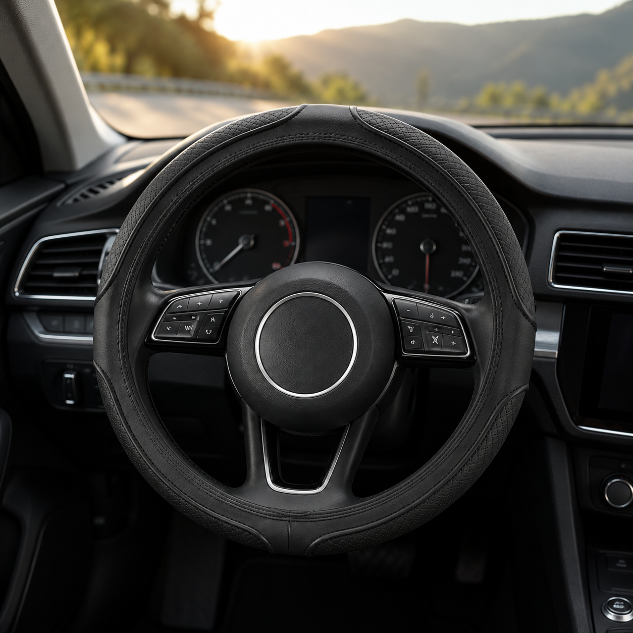 15-Inch Faux Leather Steering Wheel Cover