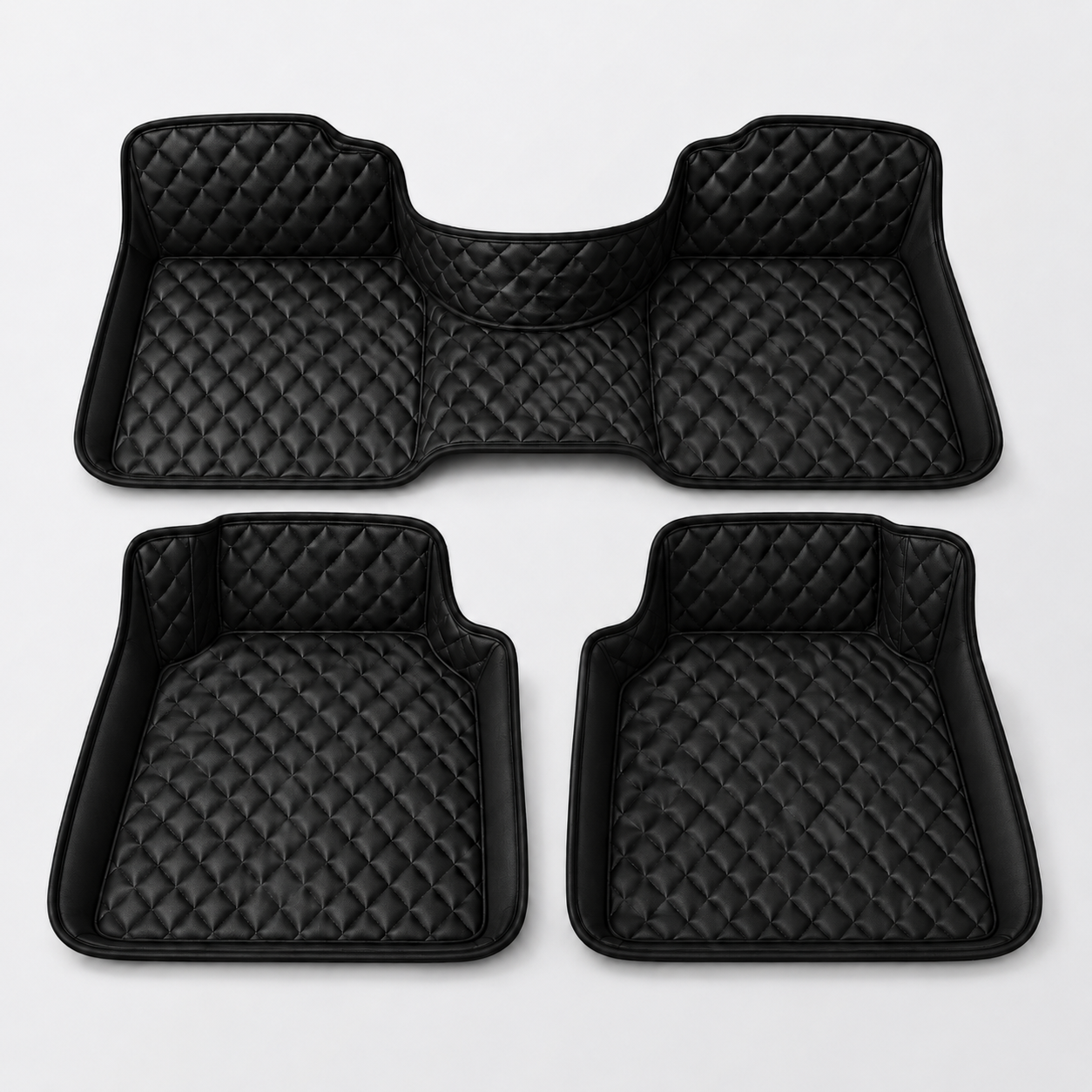 Diamond-Quilted Leather Floor Mats – Custom-Fit Luxury Set
