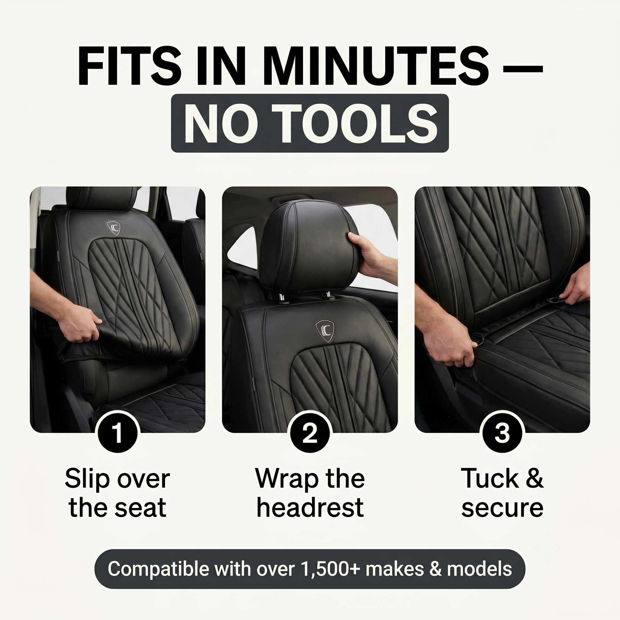 Black & Navy Seat Covers for Toyota RAV4 | Vegan Leather