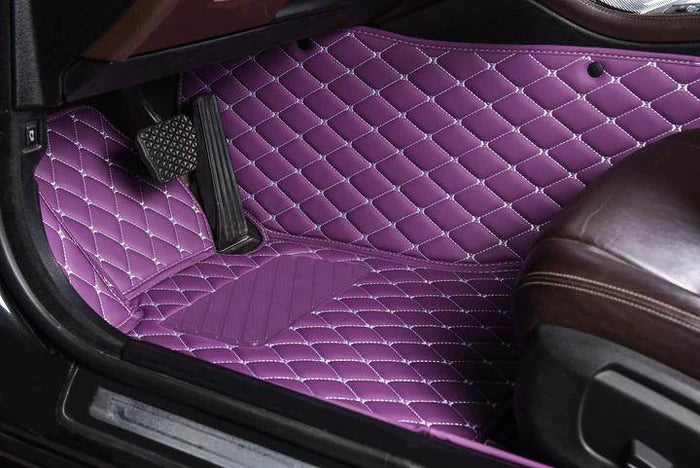 Diamond-Quilted Leather Floor Mats – Custom-Fit Luxury Set