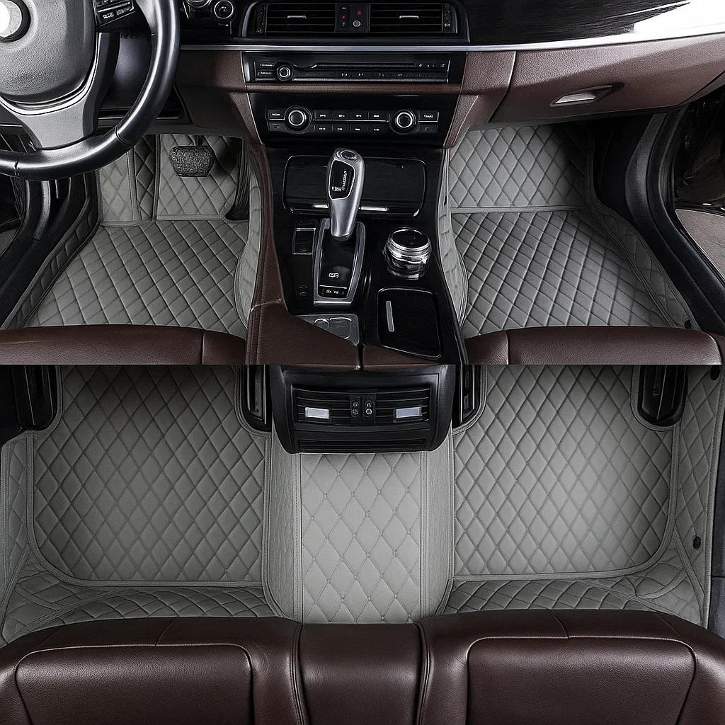 Graphite Grey Diamond-Quilted Leather Floor Mats – Custom-Fit