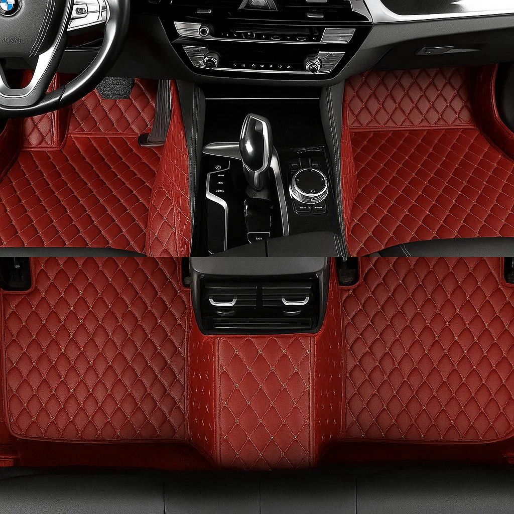 Diamond-Quilted Leather Floor Mats – Custom-Fit Luxury Set