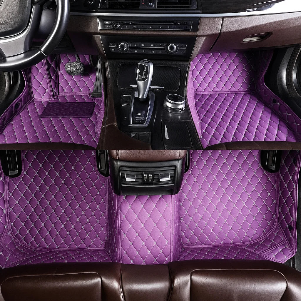 Royal Purple Diamond-Quilted Leather Floor Mats – Custom-Fit