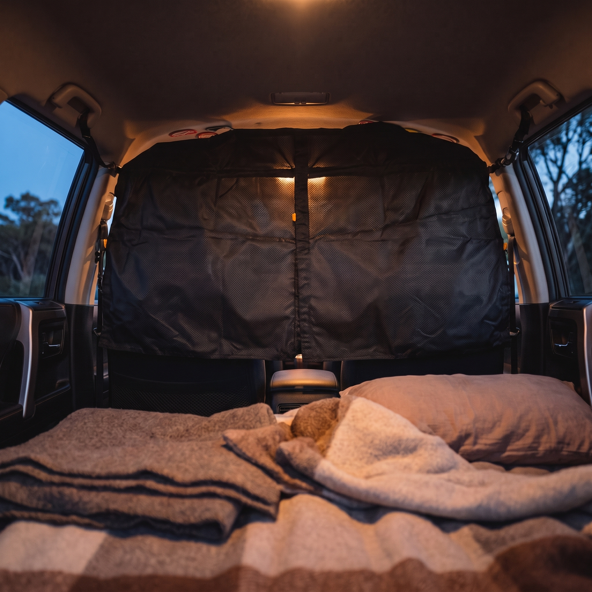 Car Privacy Blackout Curtain – view from inside the car
