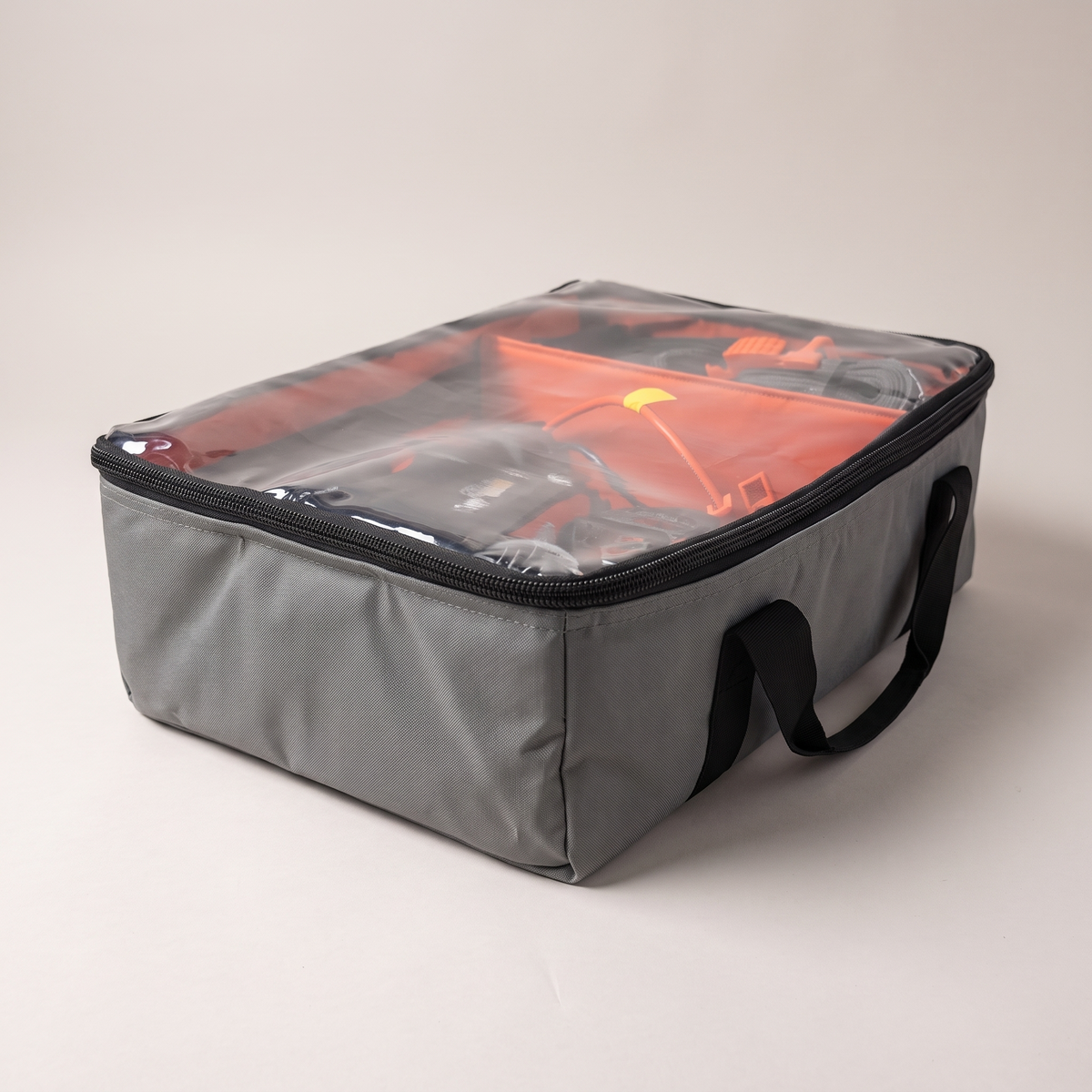 Heavy-Duty Canvas Storage Bag with Clear Lid – studio three-quarter view