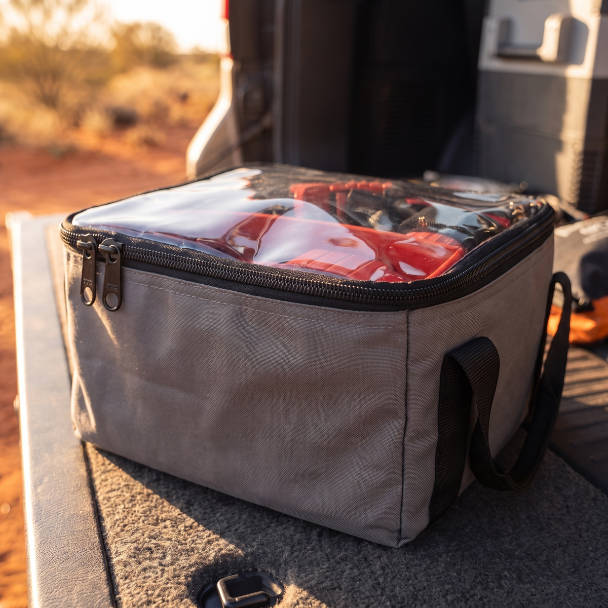 Heavy-Duty Canvas Storage Bag with Clear Lid – close-up of materials and stitching