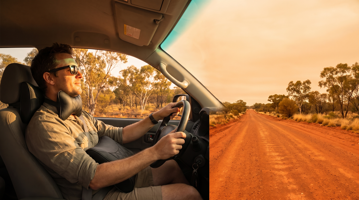 Driver using neck and lumbar support cushions