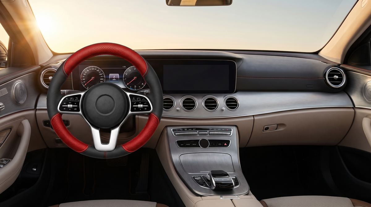 Dashboard with steering wheel cover fitted